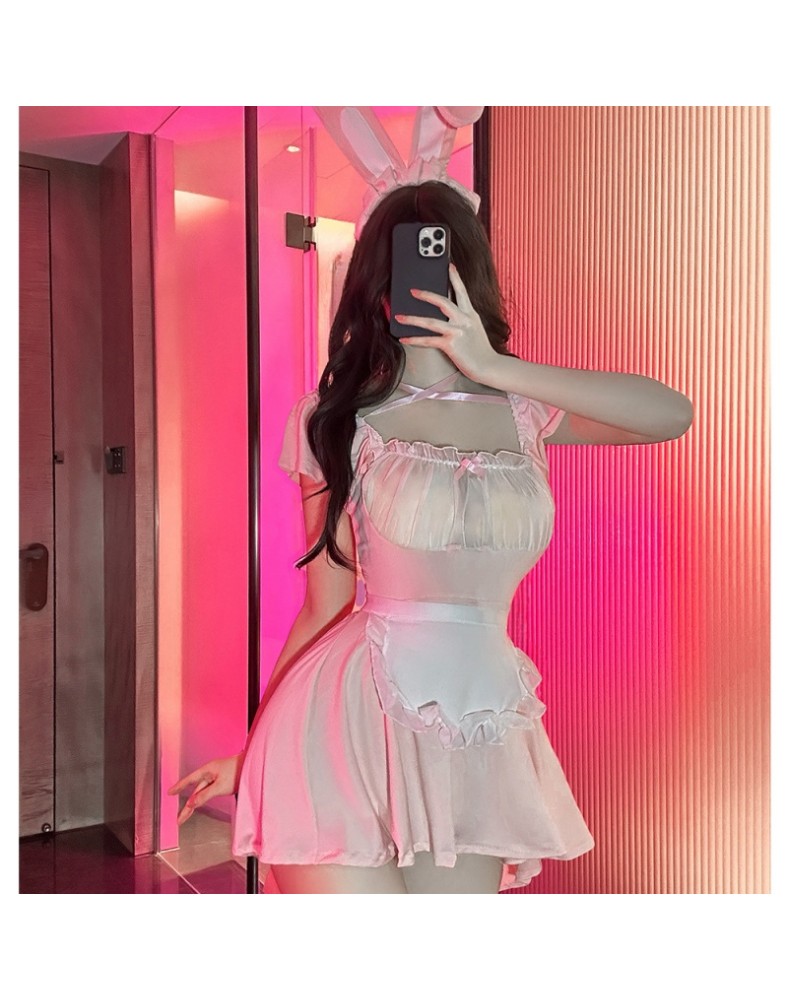 Sexy Bunny Girl Cosplay Maid Uniform Lace See-Through Lingerie Short Skirt Sexy Bunny Girl Cosplay Maid Uniform Lace See-Through Lingerie Short Skirt