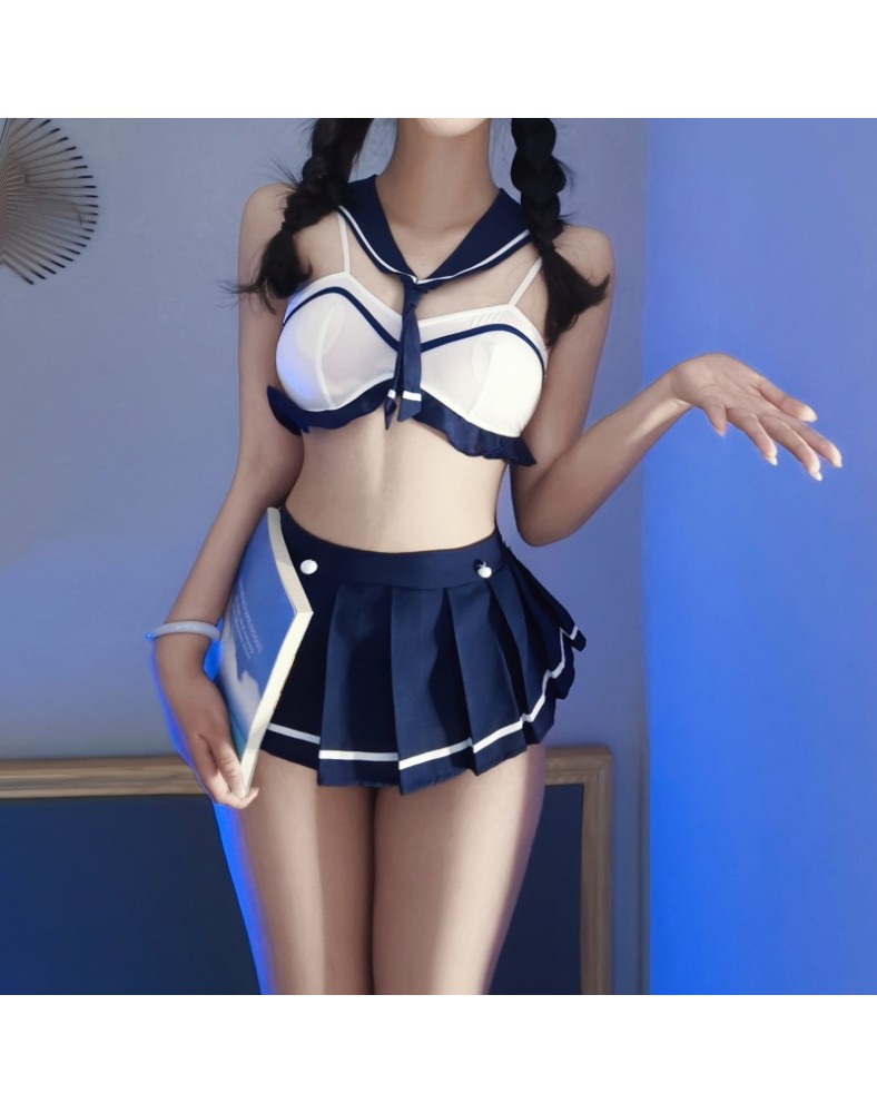 Japanese Sailor Uniform Seductive Lingerie Set, Sexy School Uniform Skirt Japanese Sailor Uniform Seductive Lingerie Set, Sexy School Uniform Skirt