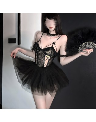 Hot Girl In Bodysuit Flirting, Black Stockings, Uniform Temptation